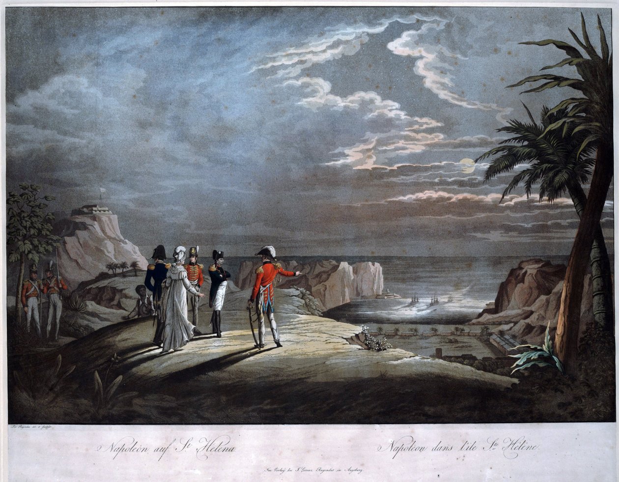 Napoleon Bonaparte na ostrově Svatá Helena - Rugendas, Johann Lorenz, mladší (1775-1826) - Akvatinta - 47x58 - Soukromá sbírka od Johann Lorenz Rugendas
