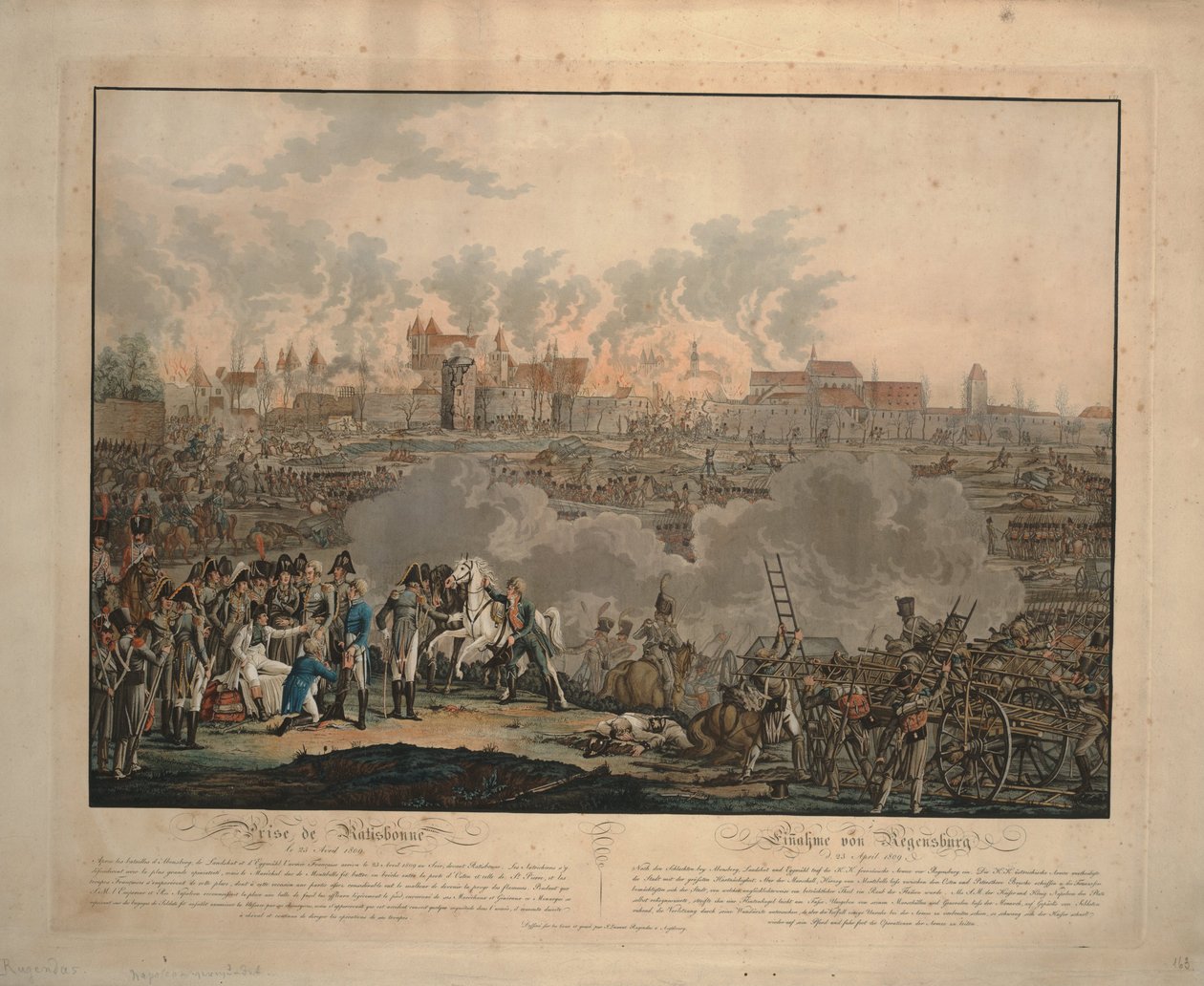 Bitva u Ratisbonu dne 23. dubna 1809 od Johann Lorenz Rugendas the Younger