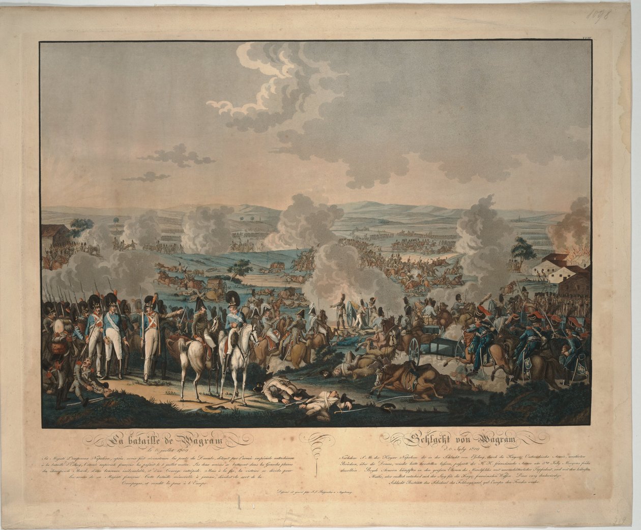 Bitva u Wagramu od Johann Lorenz Rugendas the Younger
