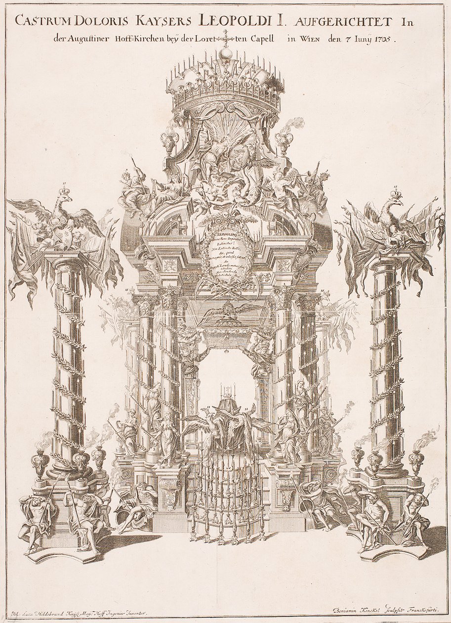 Smuteční lešení pro císaře Leopolda I. v augustiniánském kostele ve Vídni, 1705 od Johann Lucas von Hildebrandt