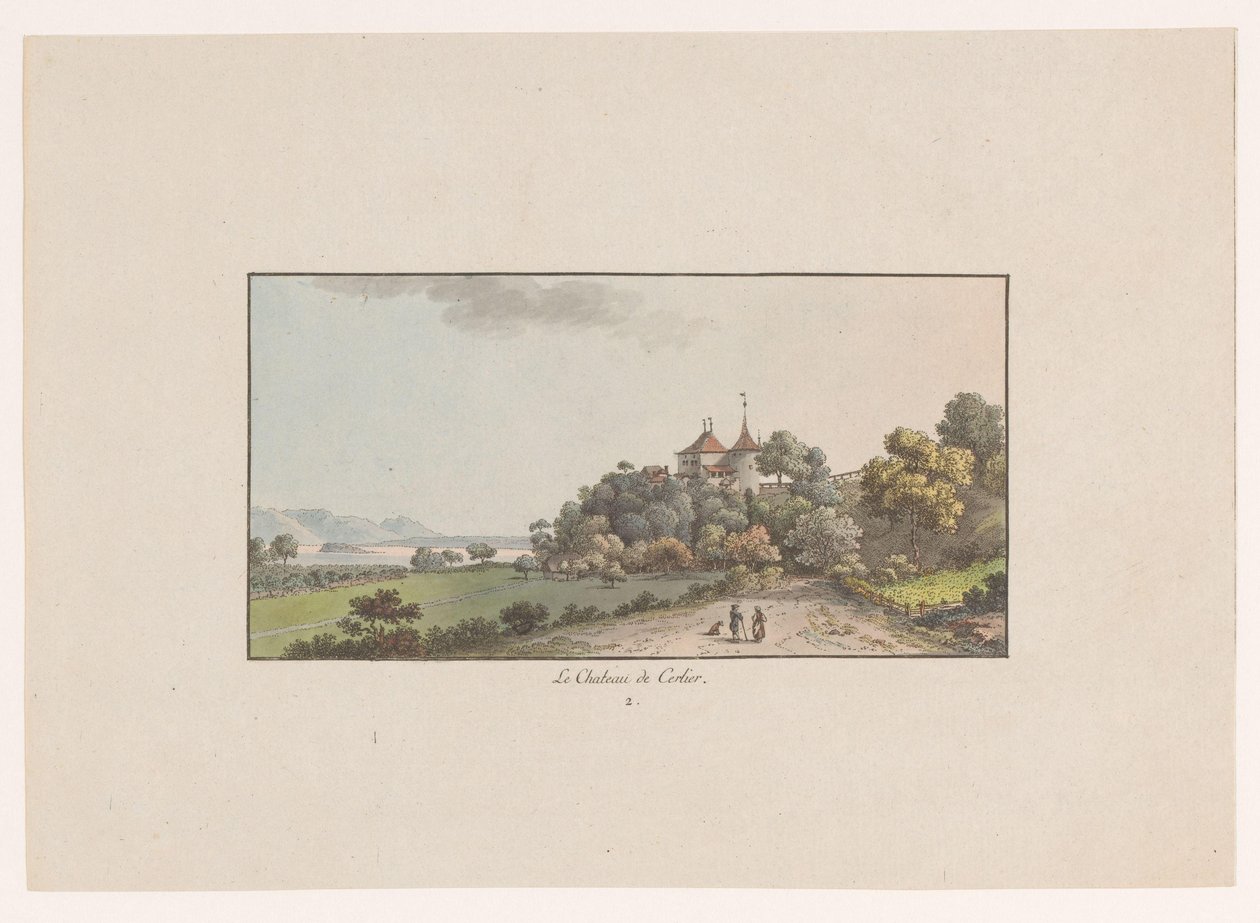 Gezicht op het Chateau de Cerlier te Erlach Le Chateau de Cerlier (title on object) Gezichten op Zwitserland (series title) Collection de quelques vues dessinées en Suisse d