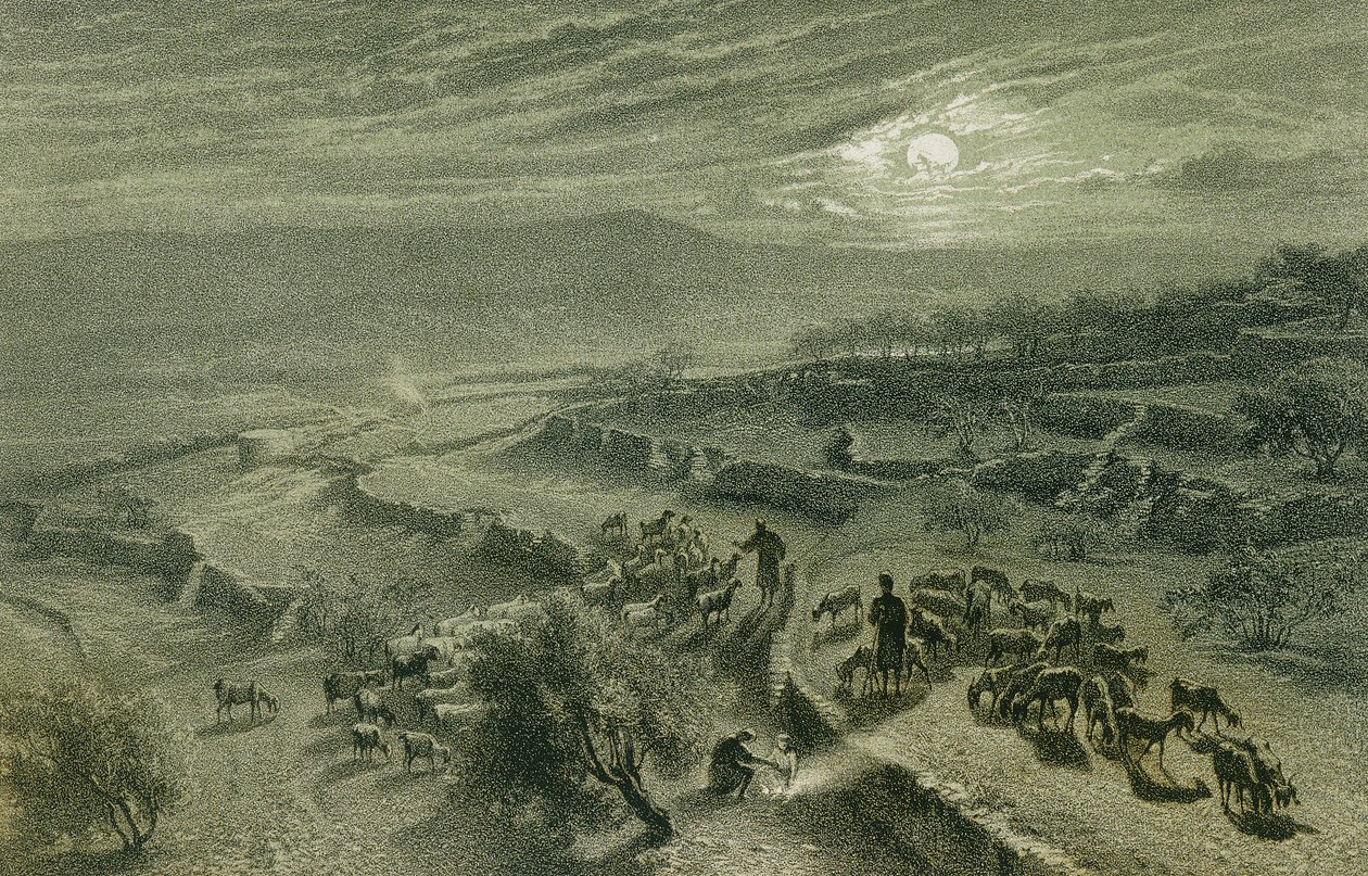Údolí pastýřů v Betlémě. Lept od Bernatze et alii - Steinkopk J. F. Editore od Johann Martin Bernatz