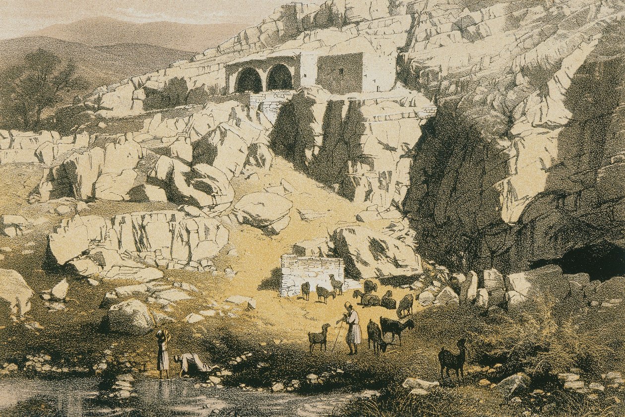 Pohled na Baniyas. Lept od Bernatze et alii - Steinkopk J. F. Editore od Johann Martin Bernatz