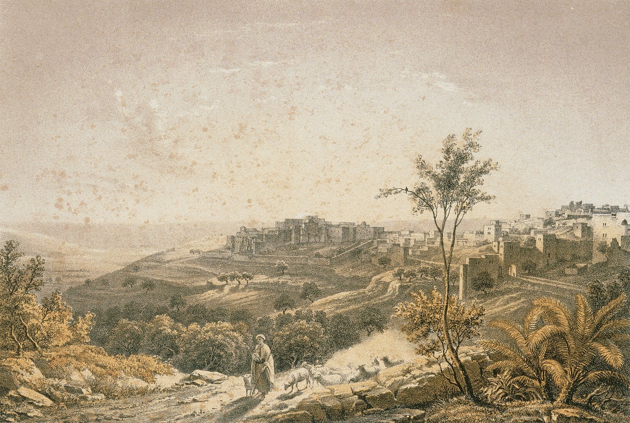 Pohled na Jeruzalém. Lept od Bernatze et alii - Steinkopk J.F. Editor od Johann Martin Bernatz