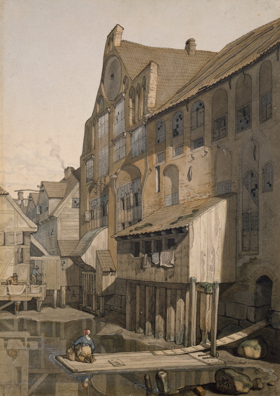 Severní strana St. Johannis Klosters v Hamburku (wc na papíře) od Johann Martin Gensler