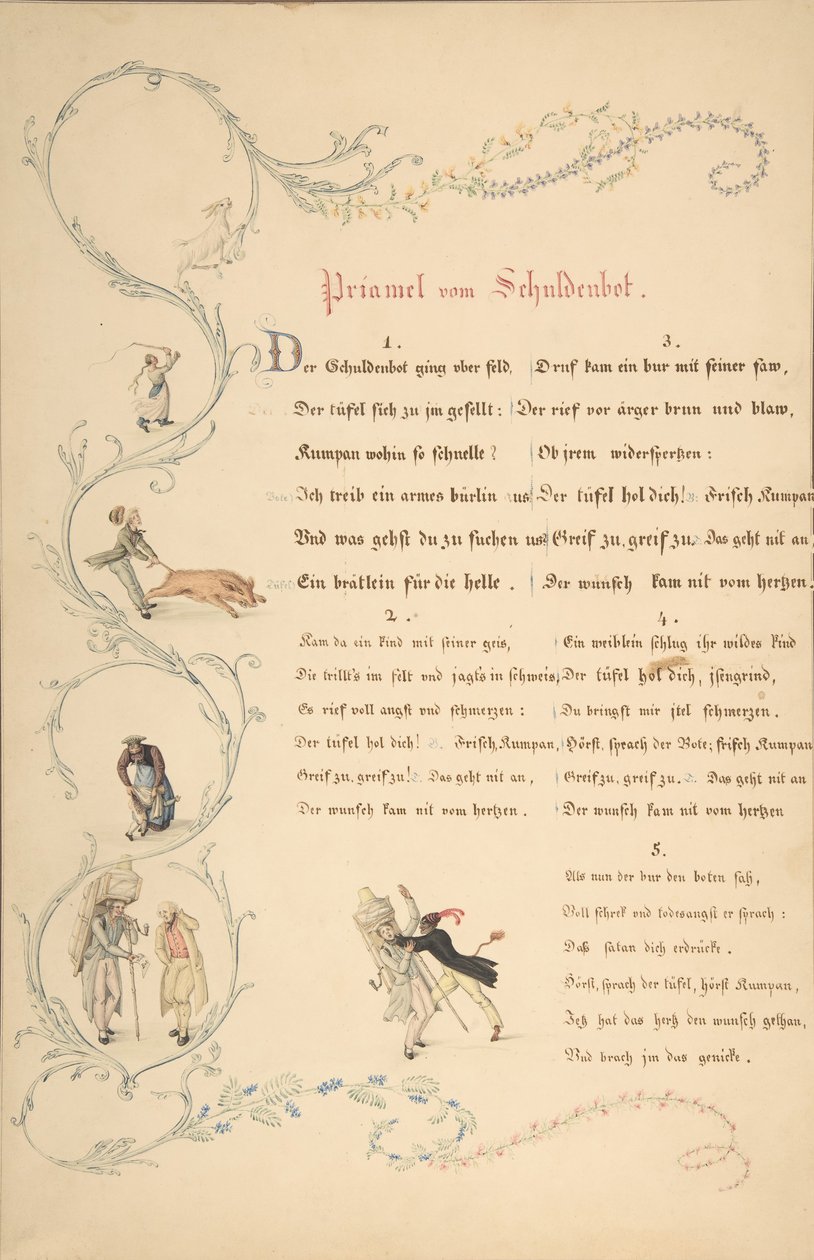 Listy veršů: Priamel vom Schuldenbot, konec 18.-začátek 19. století. od Johann Martin Usteri