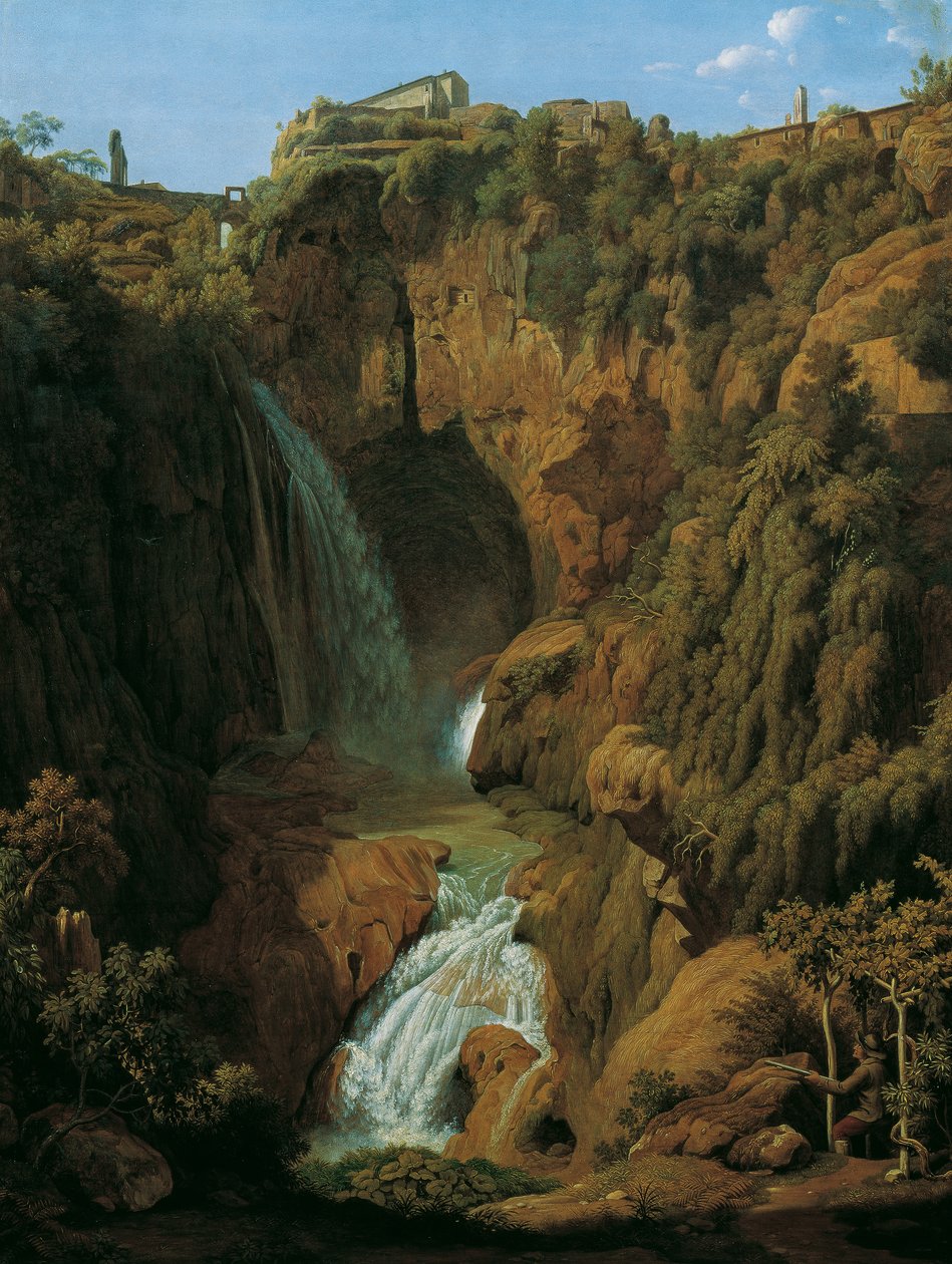 Neptunova jeskyně (vodopád poblíž Tivoli) od Johann Martin von Rohden