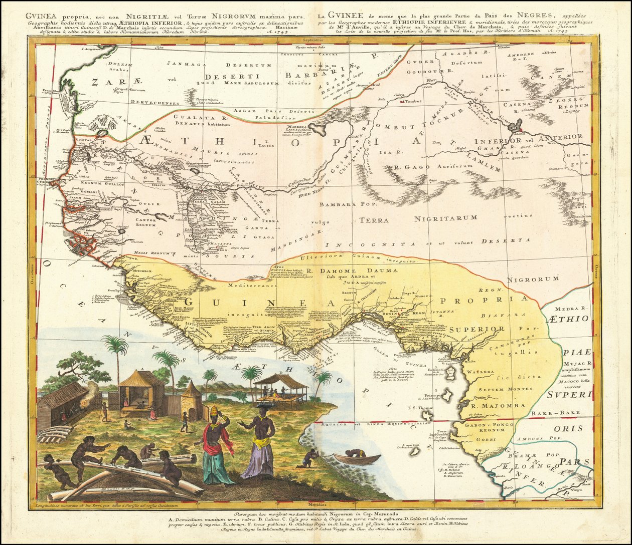 Mapa západní Afriky z roku 1743, Johann Matthias Hase od Johann Matthias Hase
