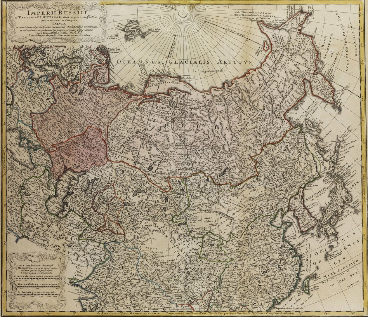 Mapa Ruska Z: Celá říše Ruska a Tartarie jak větší, tak asijské a menší a od Johann Matthias Hase