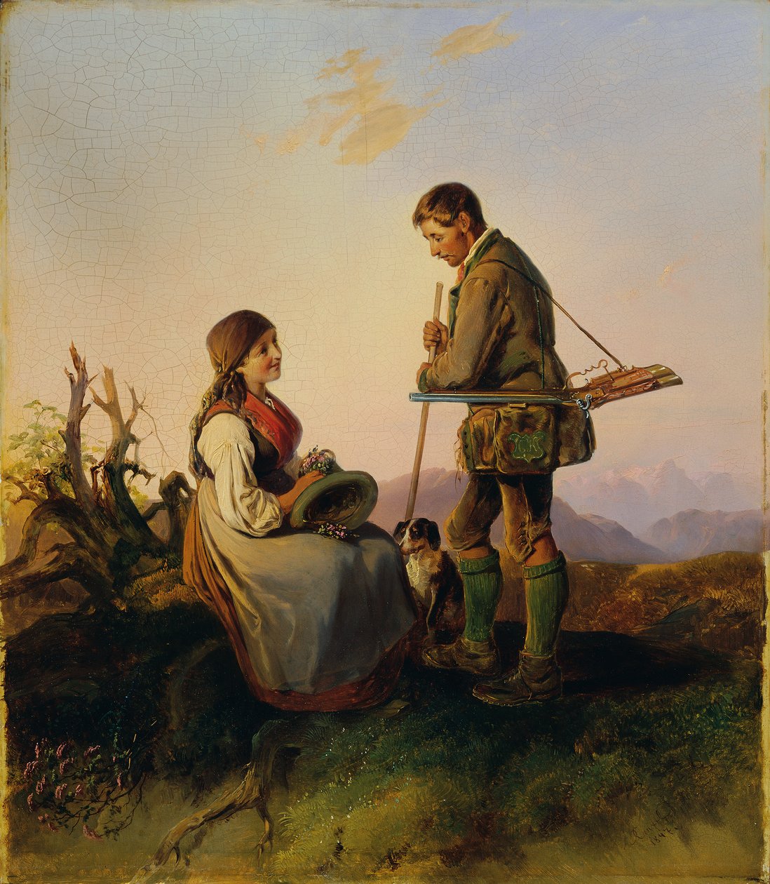 lovec a dívka od Johann Matthias Ranftl