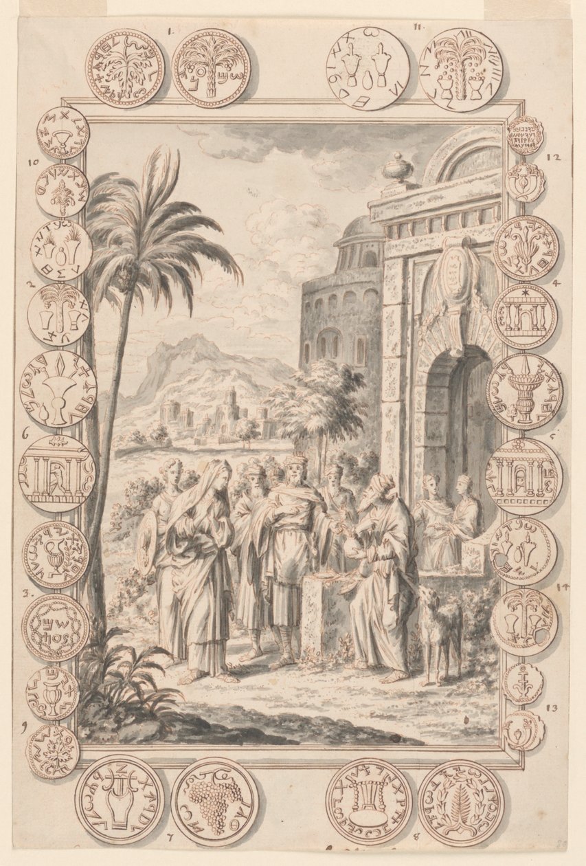 Studie pro Abimelech Reproveth Sarah, deska 81, Physica Sacra od Johann Melchior Füssli