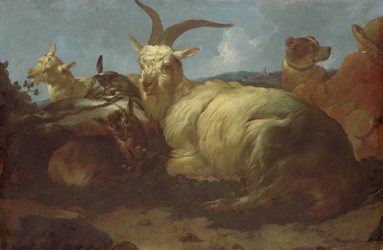 Pastýř koz, který sleduje svá zvířata od Johann Melchior Roos
