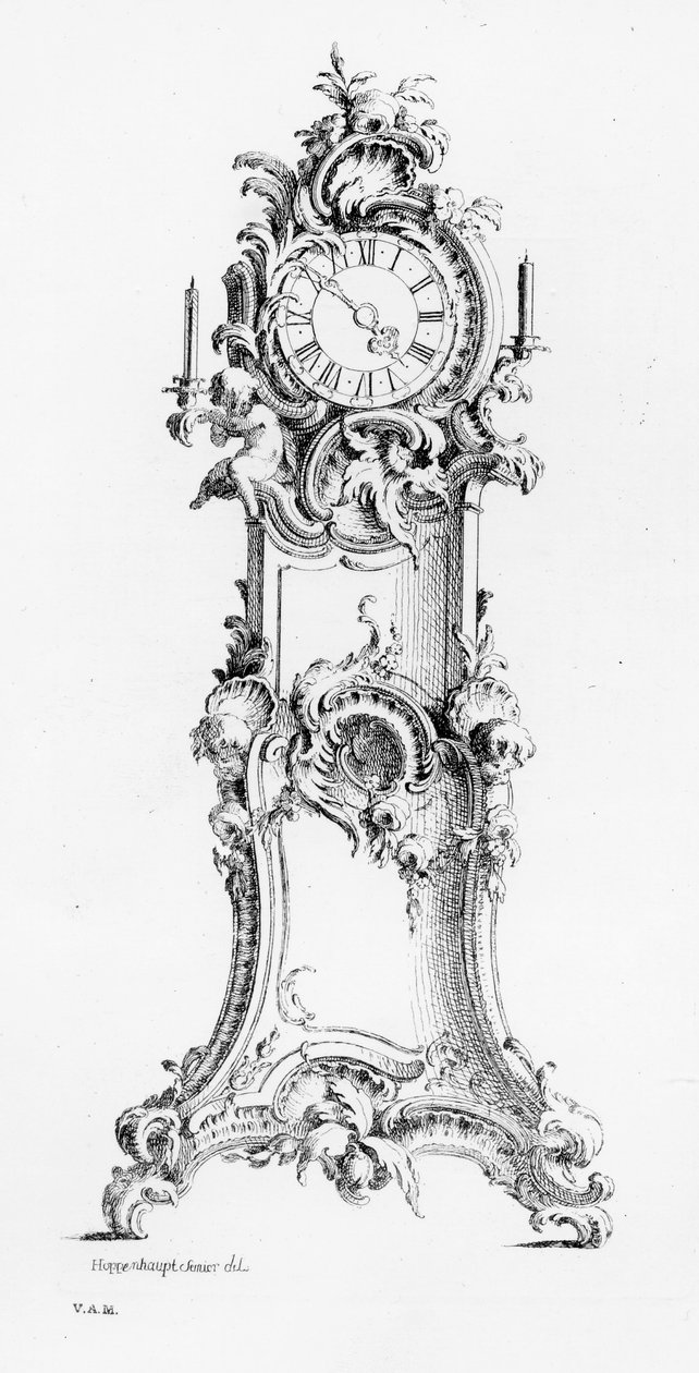 Design pro hodiny Longcase C.1750 od Johann Michael Hoppenhaupt