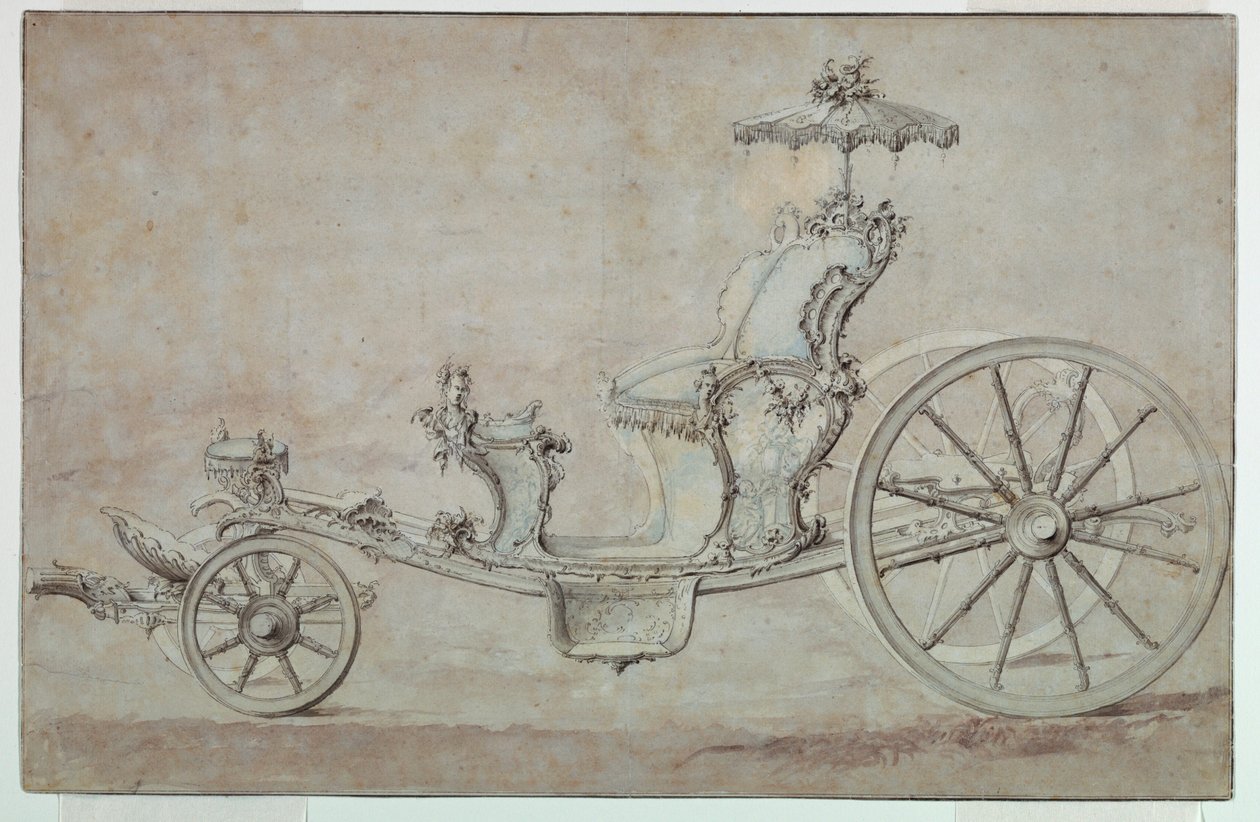 Kresba, Návrh kabrioletu, před rokem 1750 od Johann Michael Hoppenhaupt II