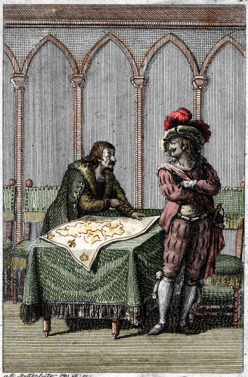 Císař Albert I. Habsburský (1255-1308) studující mapu Francie v době konfliktu mezi papežem Bonifácem VIII. a francouzským králem Filipem IV. od Johann Michael Mettenleiter