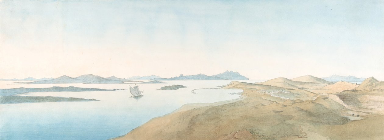 Panoramatický výhled na ostrovy Delos, počátek 19. – konec 19. století. od Johann Michael Wittmer