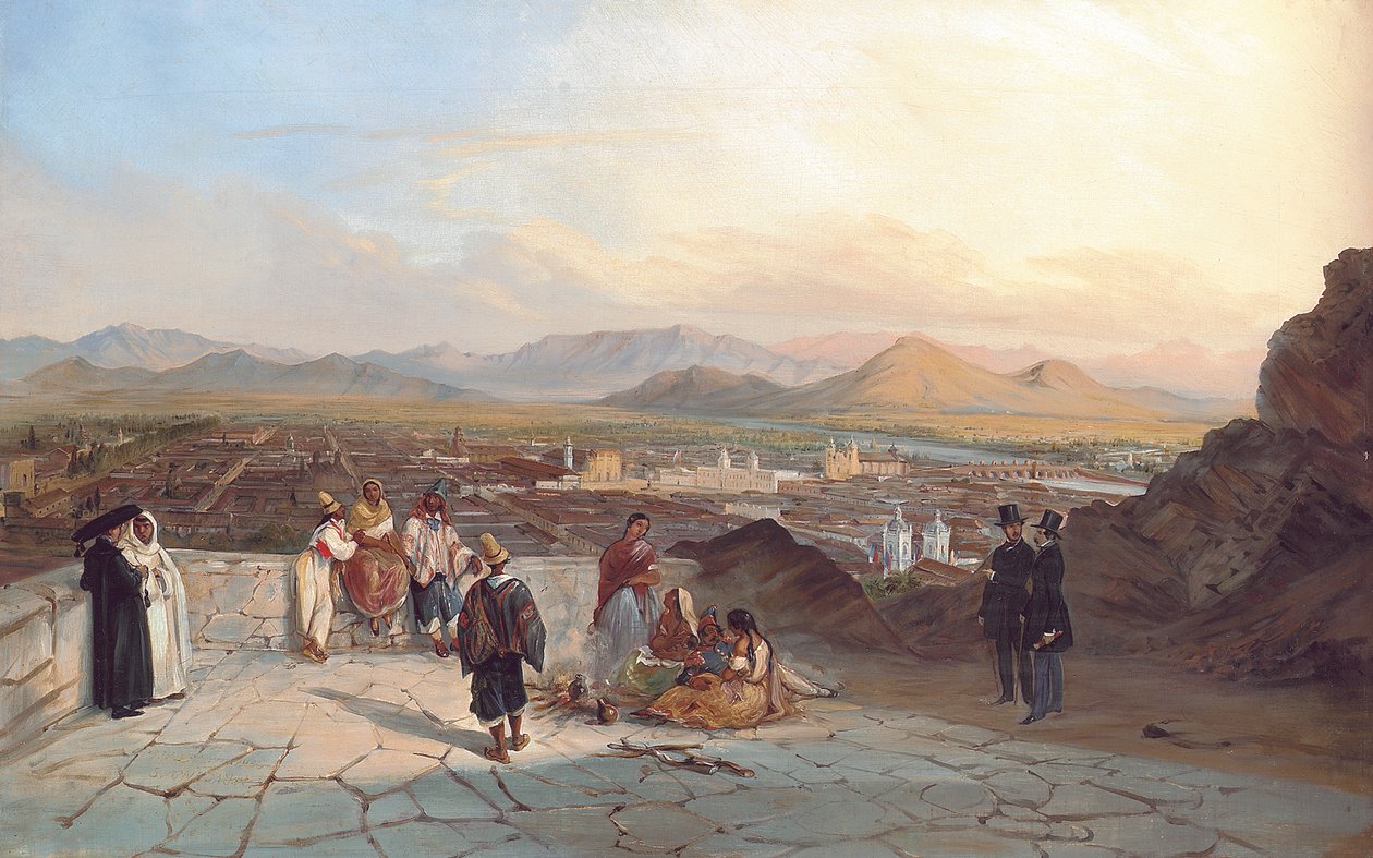 Santiago de Chile z kopce Santa Lucia při pohledu na západ, 1841 od Johann Moritz Rugendas