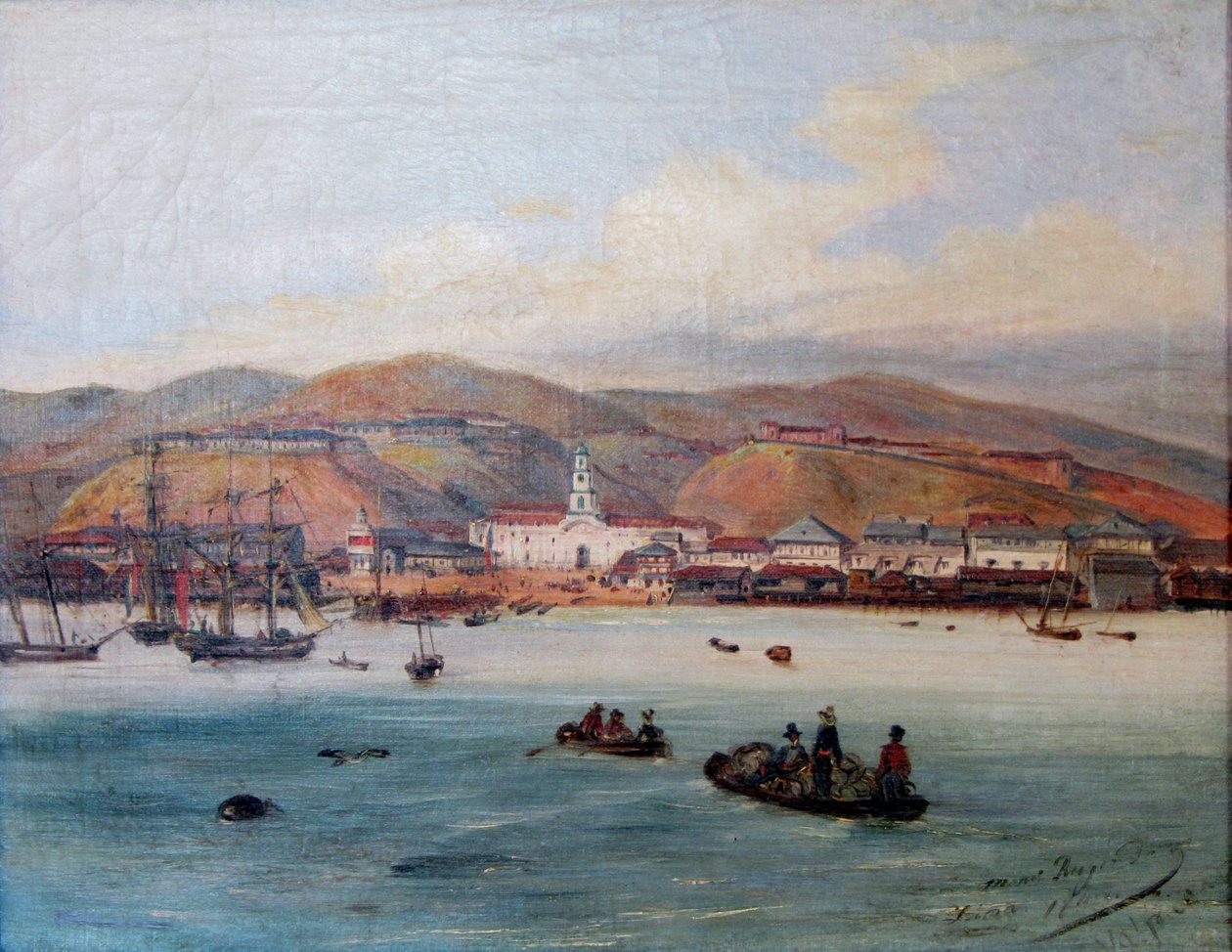 Španělsky: El puerto de Valparaíso Přístav Valparaíso od Johann Moritz Rugendas