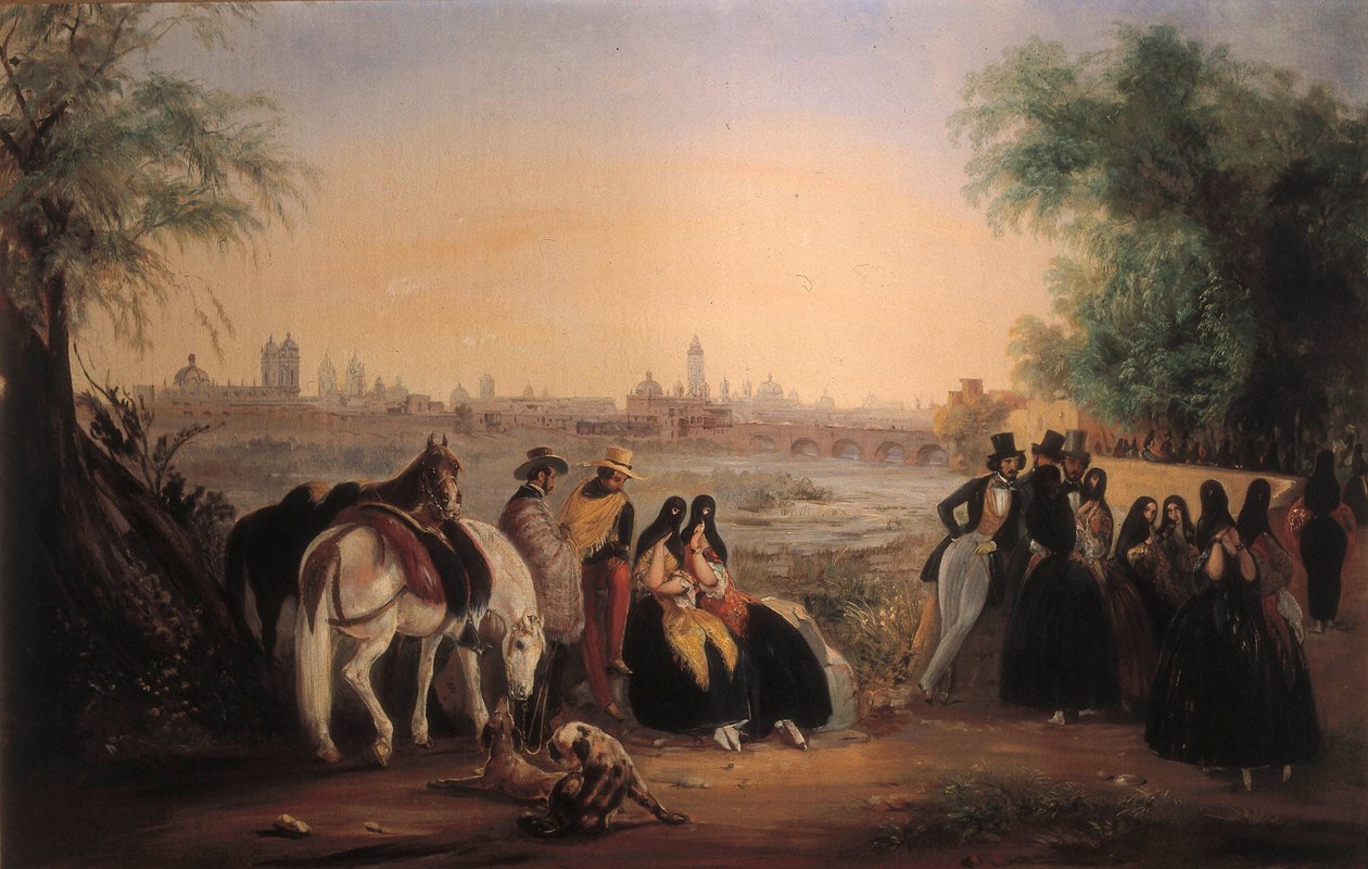 Pohled na Limu podél řeky Rimac. Obraz Johanna Moritze Rugendase (1802-1858). 1843. od Johann Moritz Rugendas