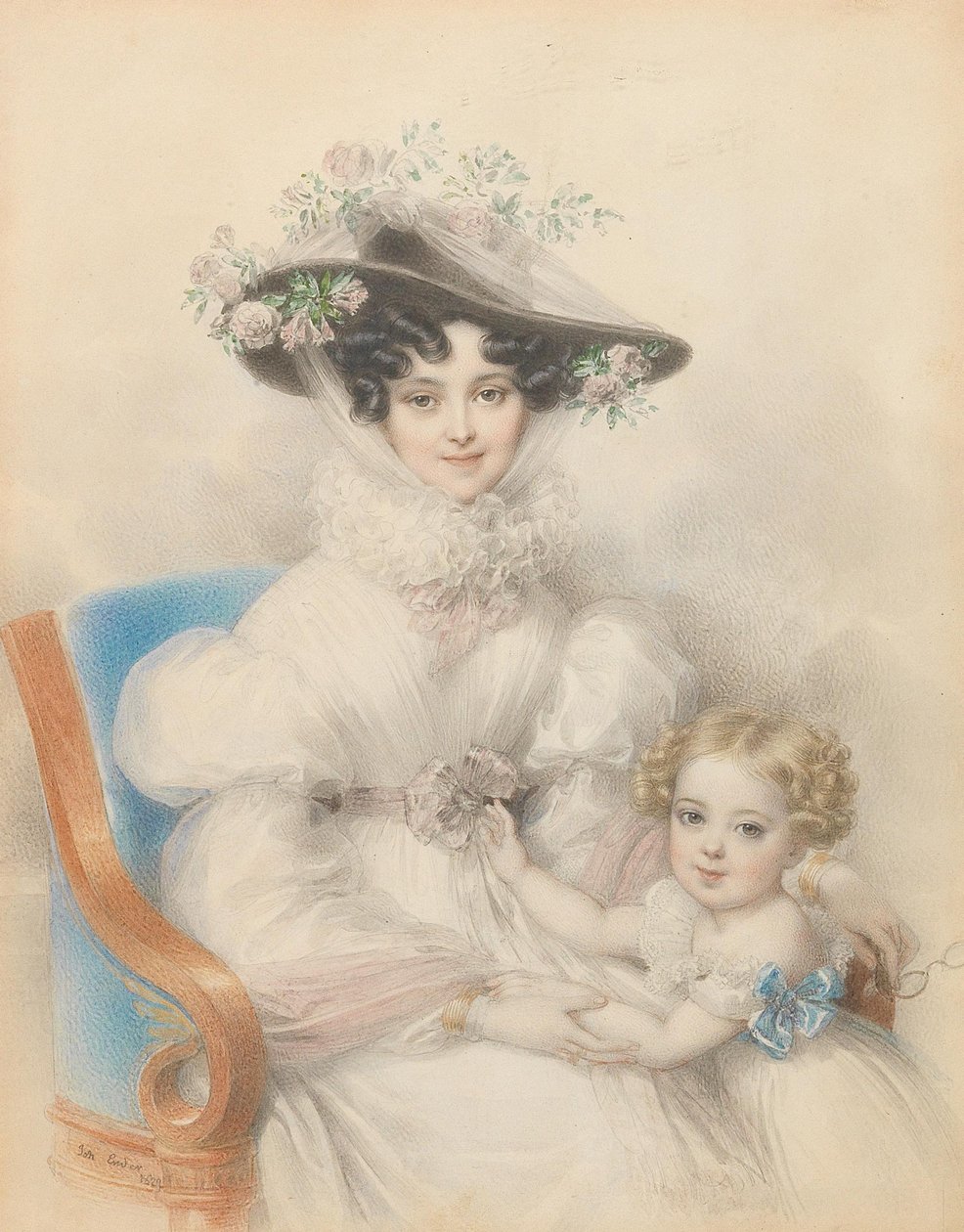 Princezna Henrietta Nassau-Weilburg 1797-1829 s dcerou Marií, 1829. od Johann Nepomuk Ender