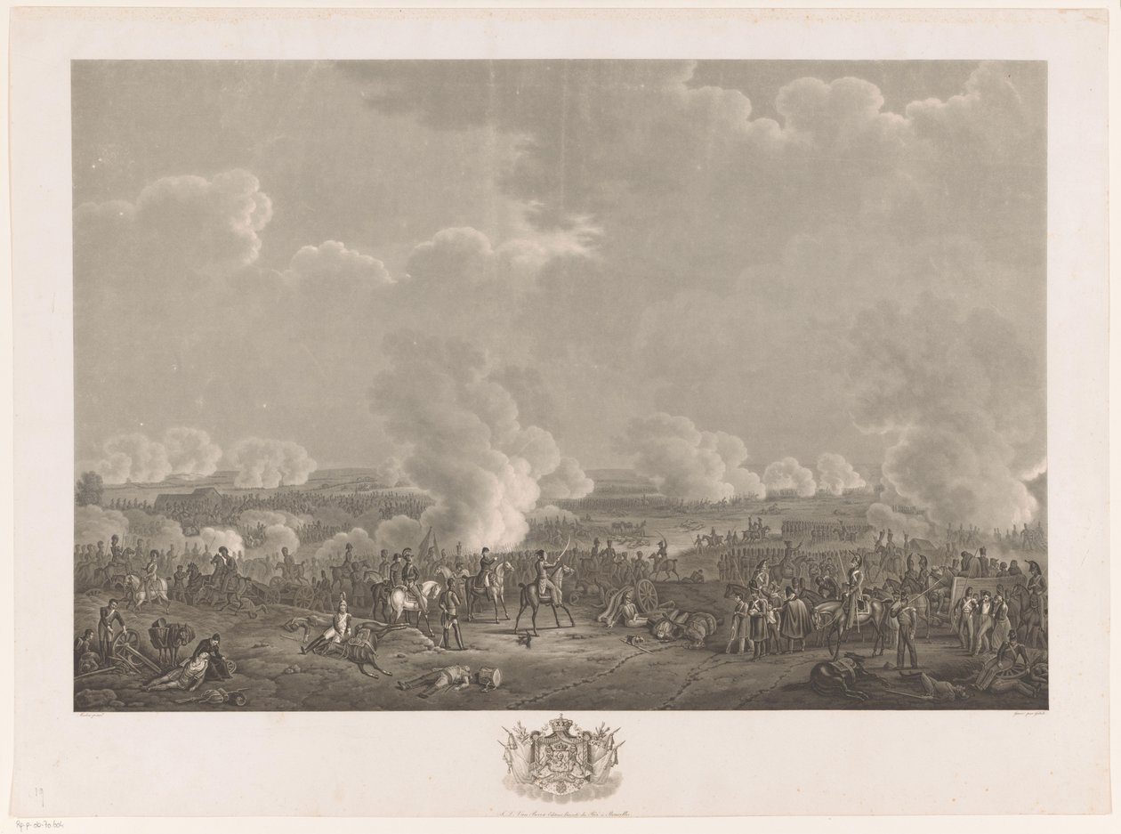 Bitva u Waterloo, 1815 Dvanáct desek z příjezdu a inaugurace Viléma I. v Bruselu a bitev u Quatre-Bras a Waterloo v roce 1815 (název série) od Johann Nepomuk Gibèle