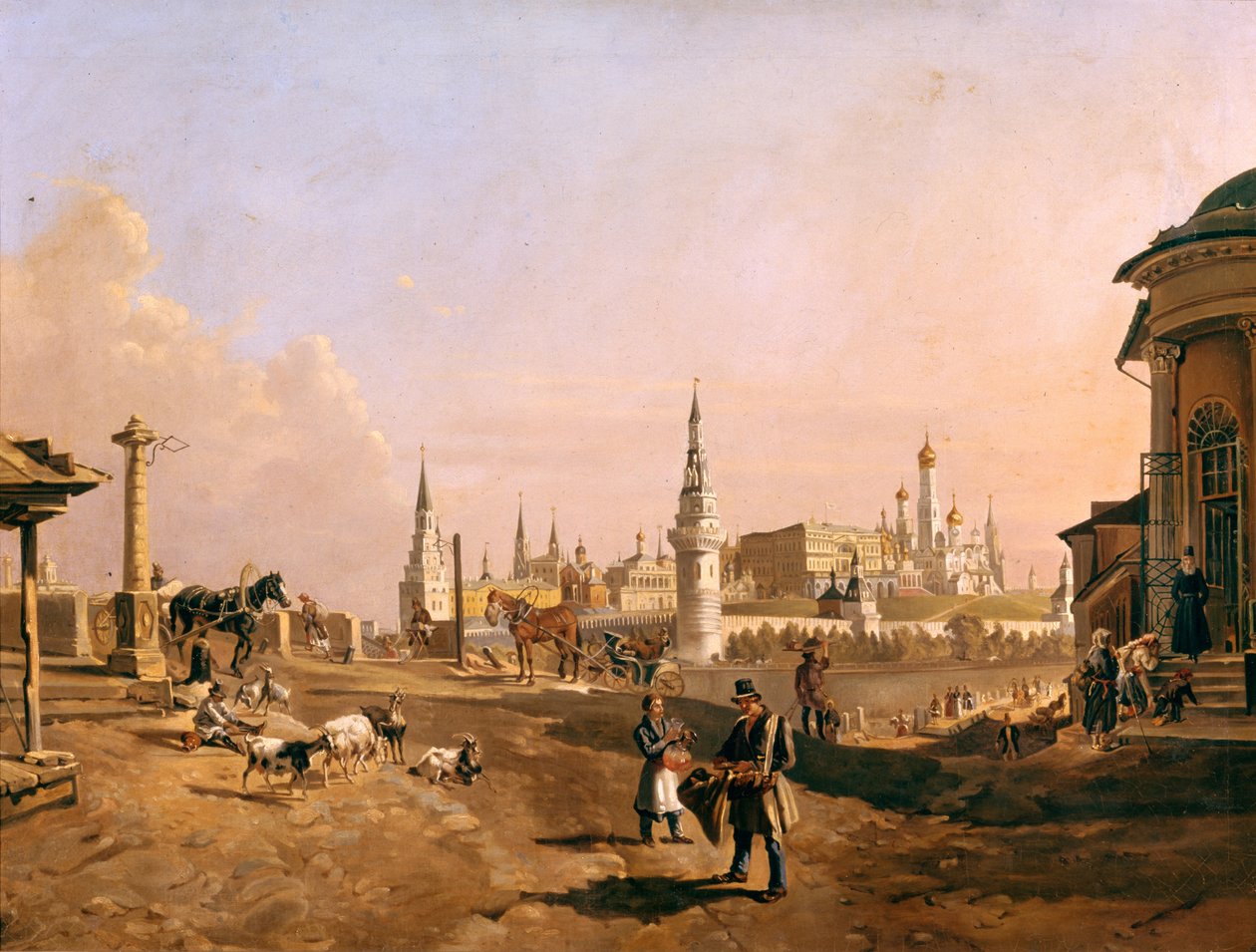 Pohled na most Bolshoy Kamenny a Kreml ze Zamoskvorechye, 1837 od Johann Nepomuk Rauch