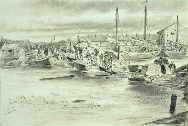 Most Pei-Ho, srpen 1900 (akvarel na papíře) od Johann Nepomuk Schonberg