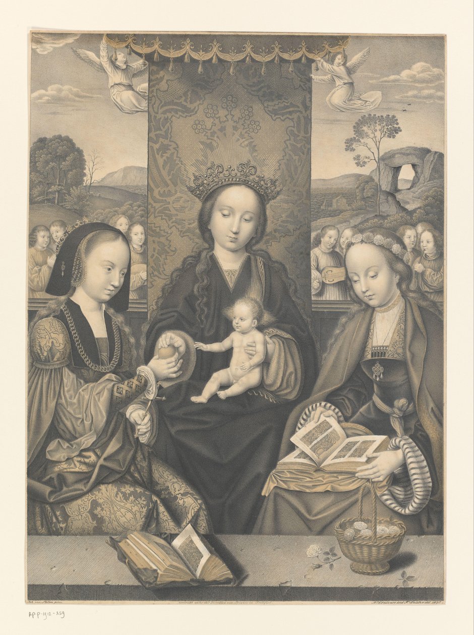 Marie s dítětem a dvěma světicemi Díla ze sbírky bratří Boisserée (název série) Galerie des Frères Boisserée (název série) od Johann Nepomuk Strixner