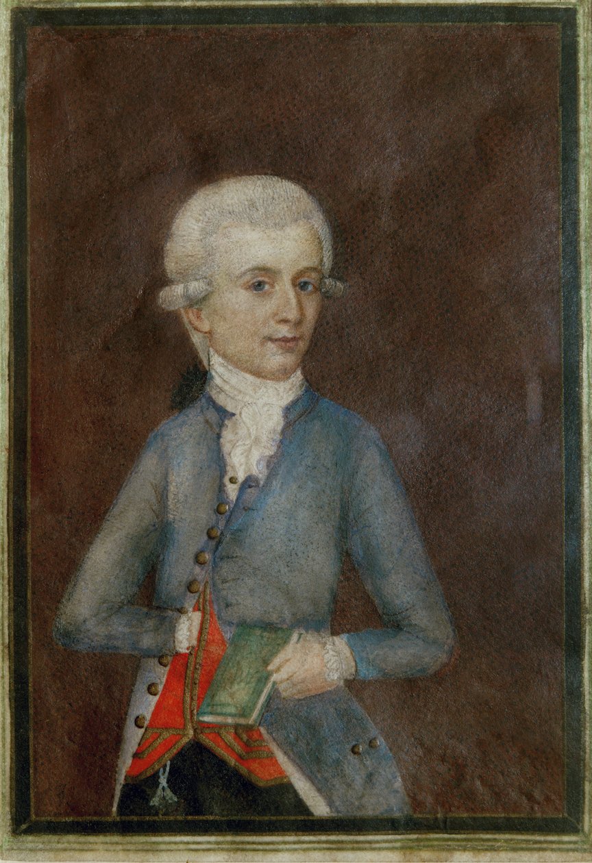 Wolfgang Amadeus Mozart (ca ... (kvaš na pergamenu) od Johann Nepomuk della Croce