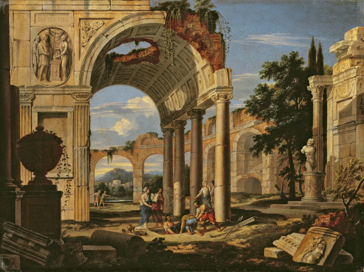 Krajina se zříceninami, 1673 od Johann Oswald Harms
