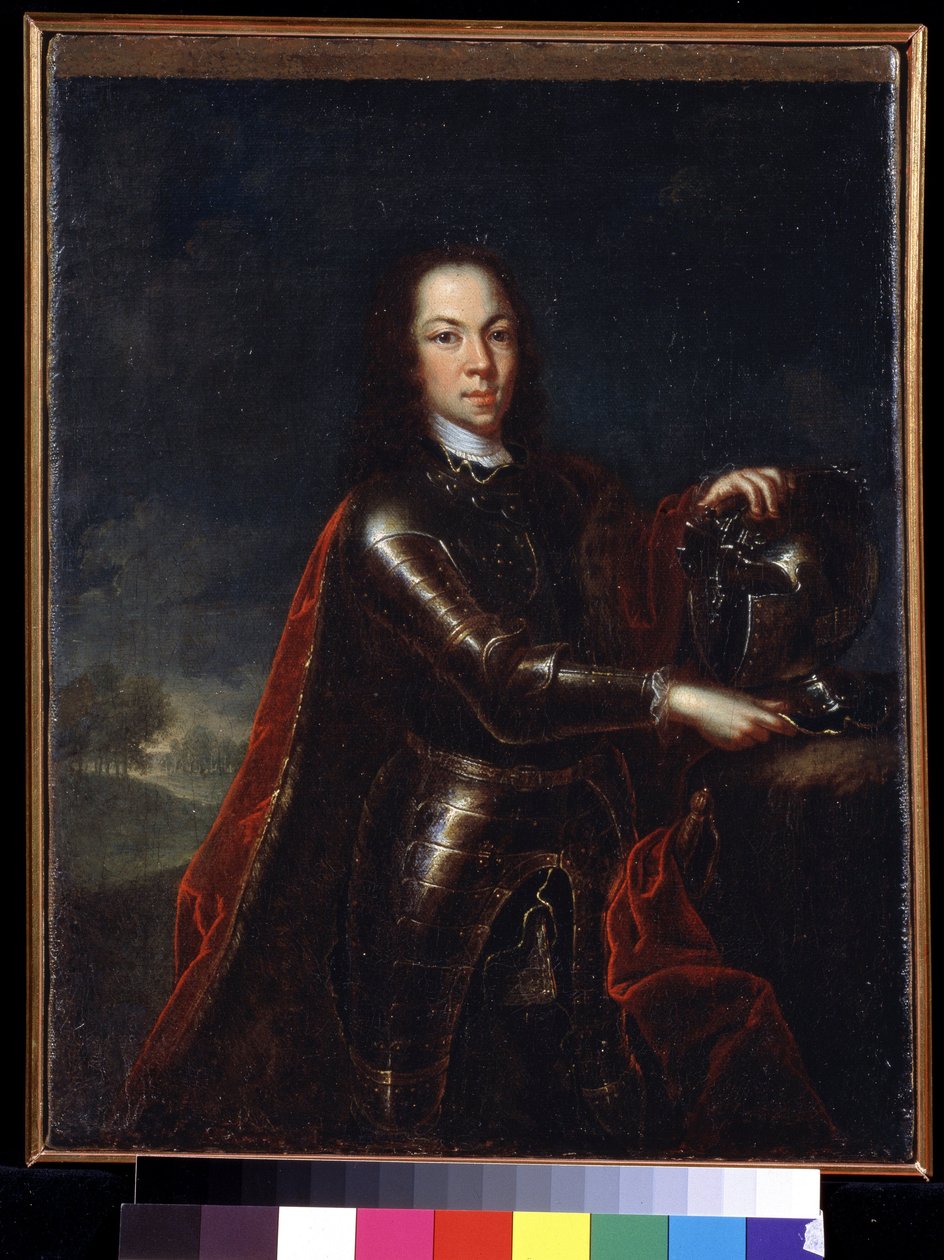Portrét Alexise Petroviče Romanova (1690-1718) z Ruska. (Carevič Alexej Petrovič z Ruska). Obraz od Johanna Paula Lueddena (?-1739) od Johann Paul (d.1739) Luedden