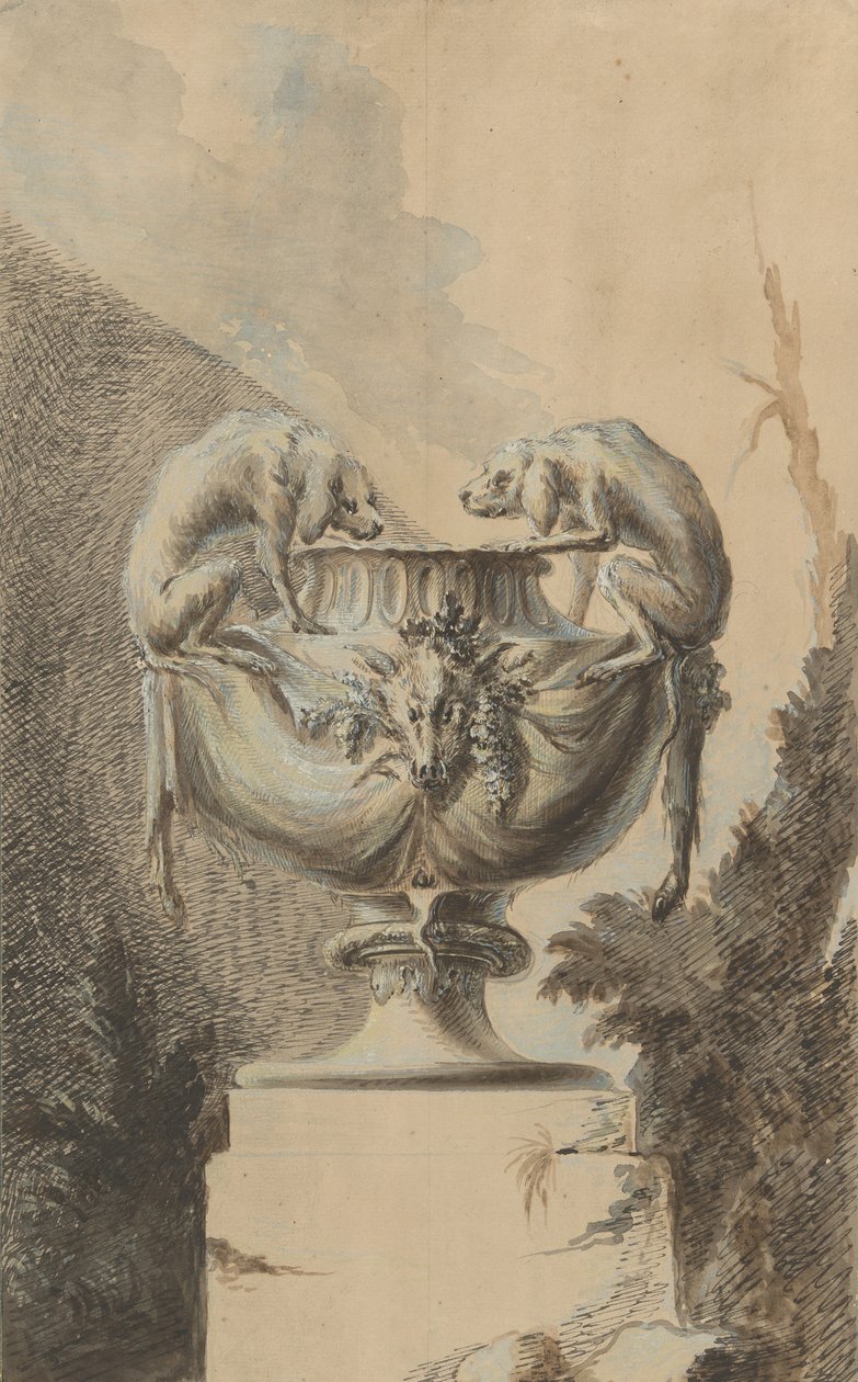 Design pro zahradní vázu s loveckou tématikou, ca. 1740. od Johann Paul Egell