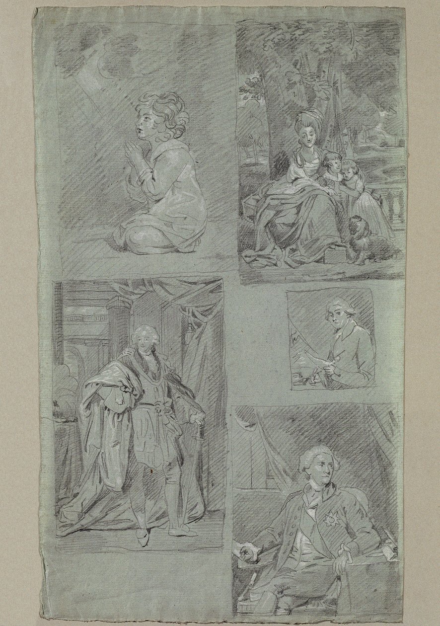 5 Portrétní studie od Johann Peter Krafft