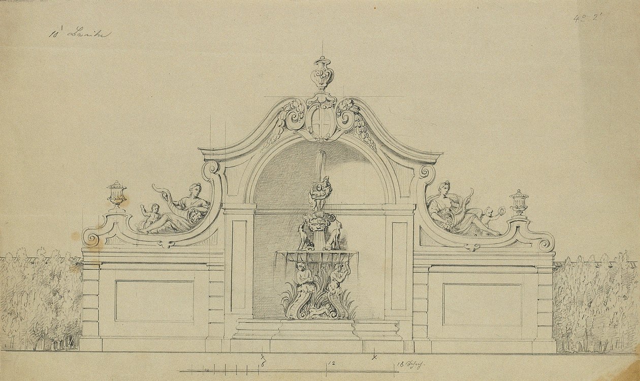 Fontána v broskvové zahradě Horního Belvederu od Johann Peter Krafft