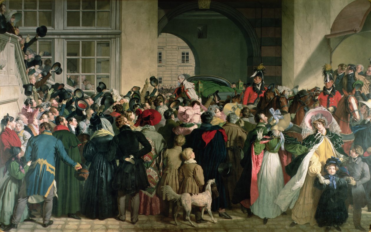 Návrat Františka I. Rakouského (II. Svaté říše římské) (1768-1835) do Presburgu 27. listopadu 1809, 1828-32 (enkaustika) od Johann Peter Krafft