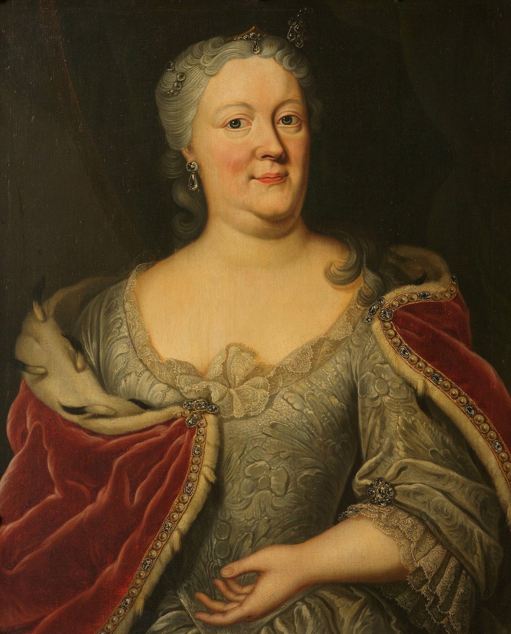 Portrét Marie Louisy van Hessen-Kassel, zvané Maaike-Meu. Vdova po městském držiteli Fríska John Willem Friso, princ Orange-Nassau od Johann Philipp Behr