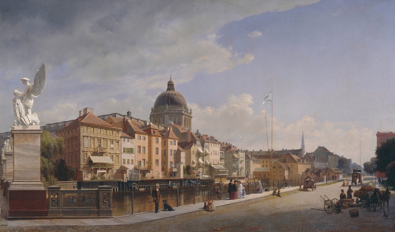 Zadní pohled na domy v Schloßfreiheit, 1855 od Johann Philipp Eduard Gaertner