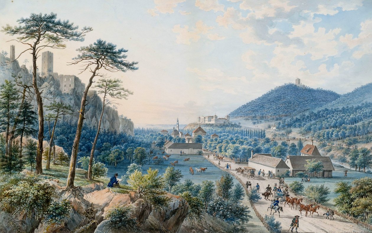 Pohled na palác Weilburg v Badenu u Vídně od Johann Raulino