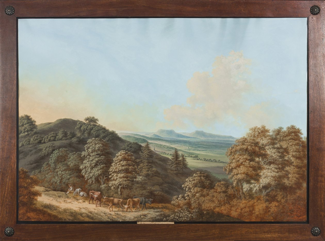 Coburg nebo Durynsko: "Bei Coburg nach den Gleichens bergen hin", kolem 1800 od Johann Rauscher