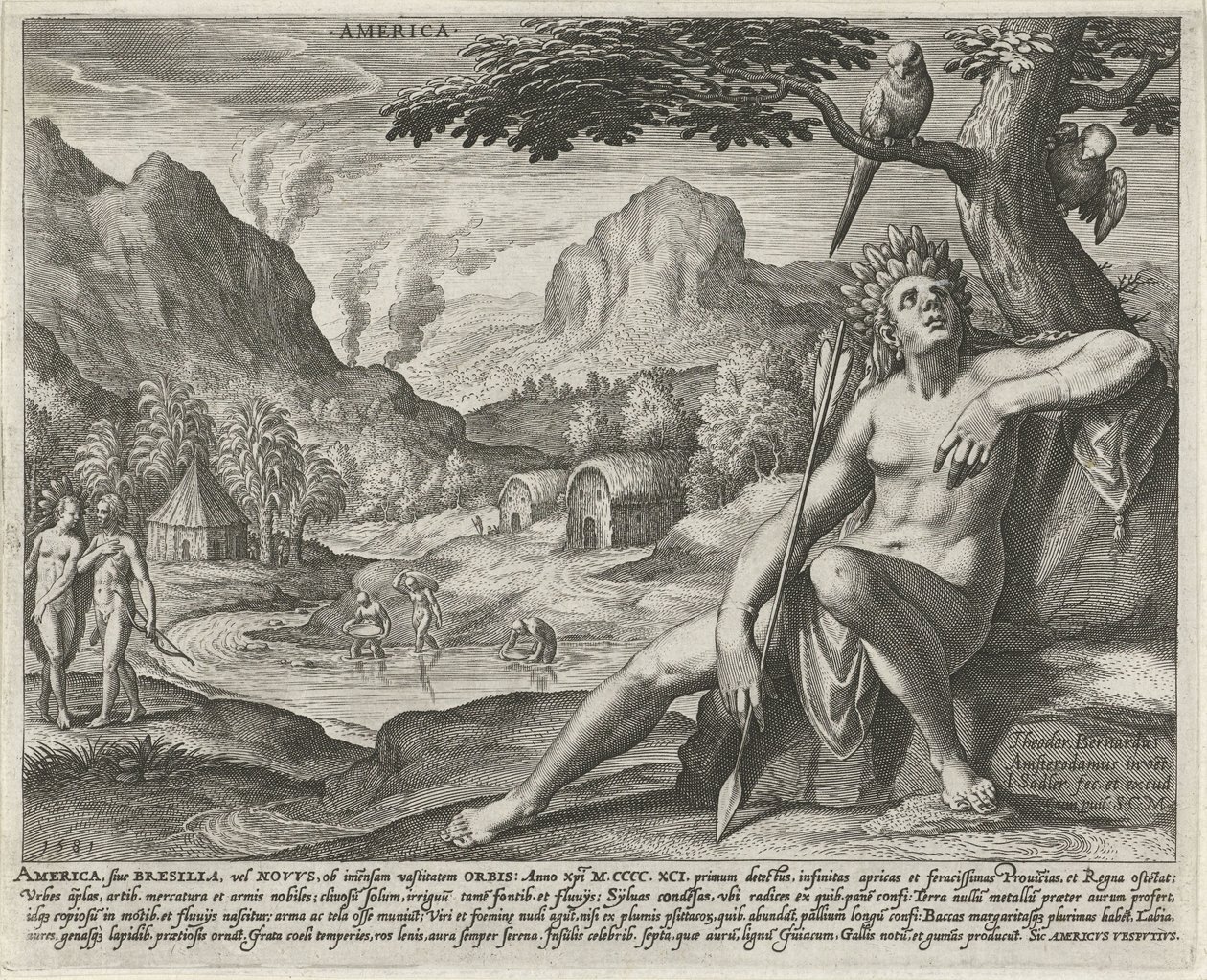 Amerika Amerika (název na objektu) Čtyři kontinenty (název série) od Johann Sadeler (I)