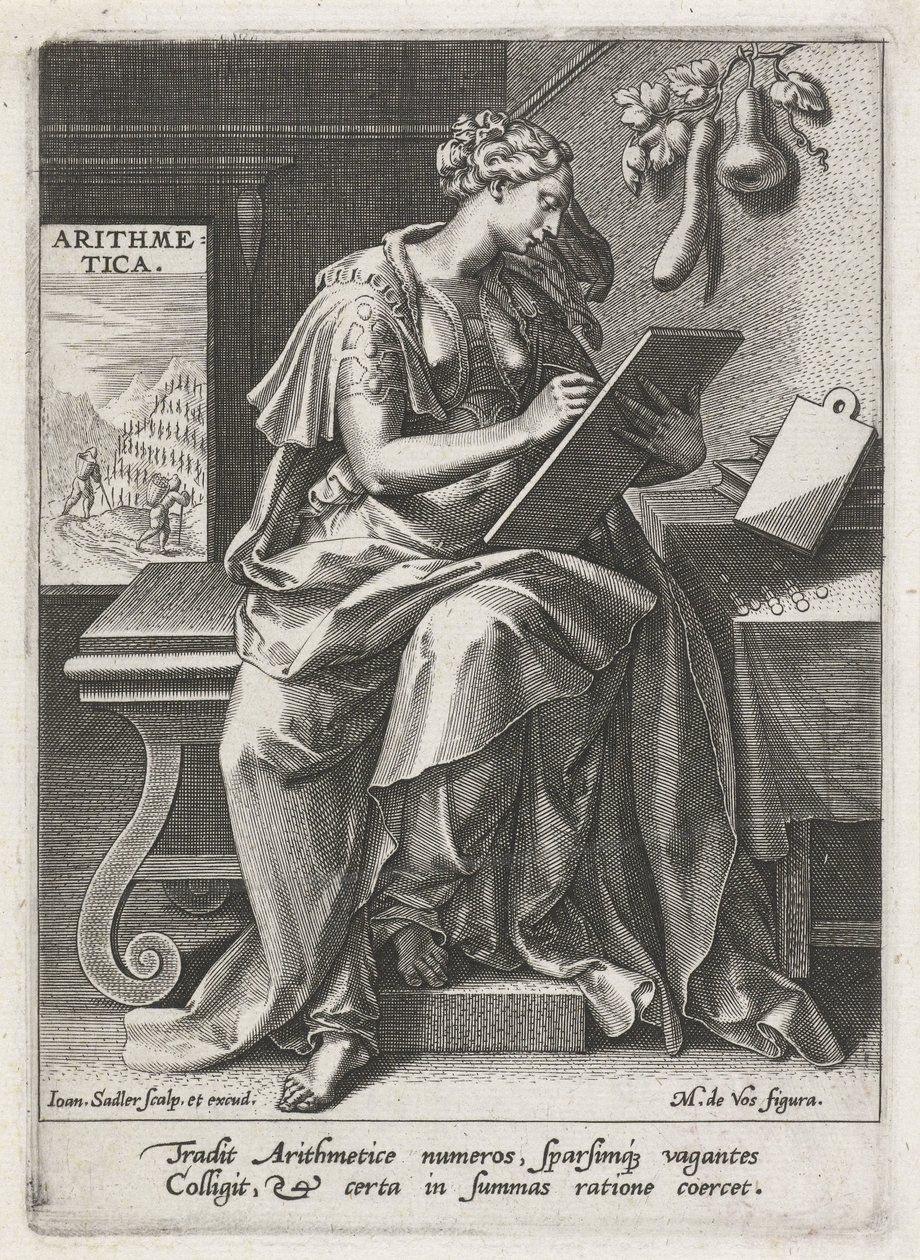Aritmetický Aritmetika (název na objektu) Sedm svobodných umění (artes liberales) (název série) od Johann Sadeler (I)