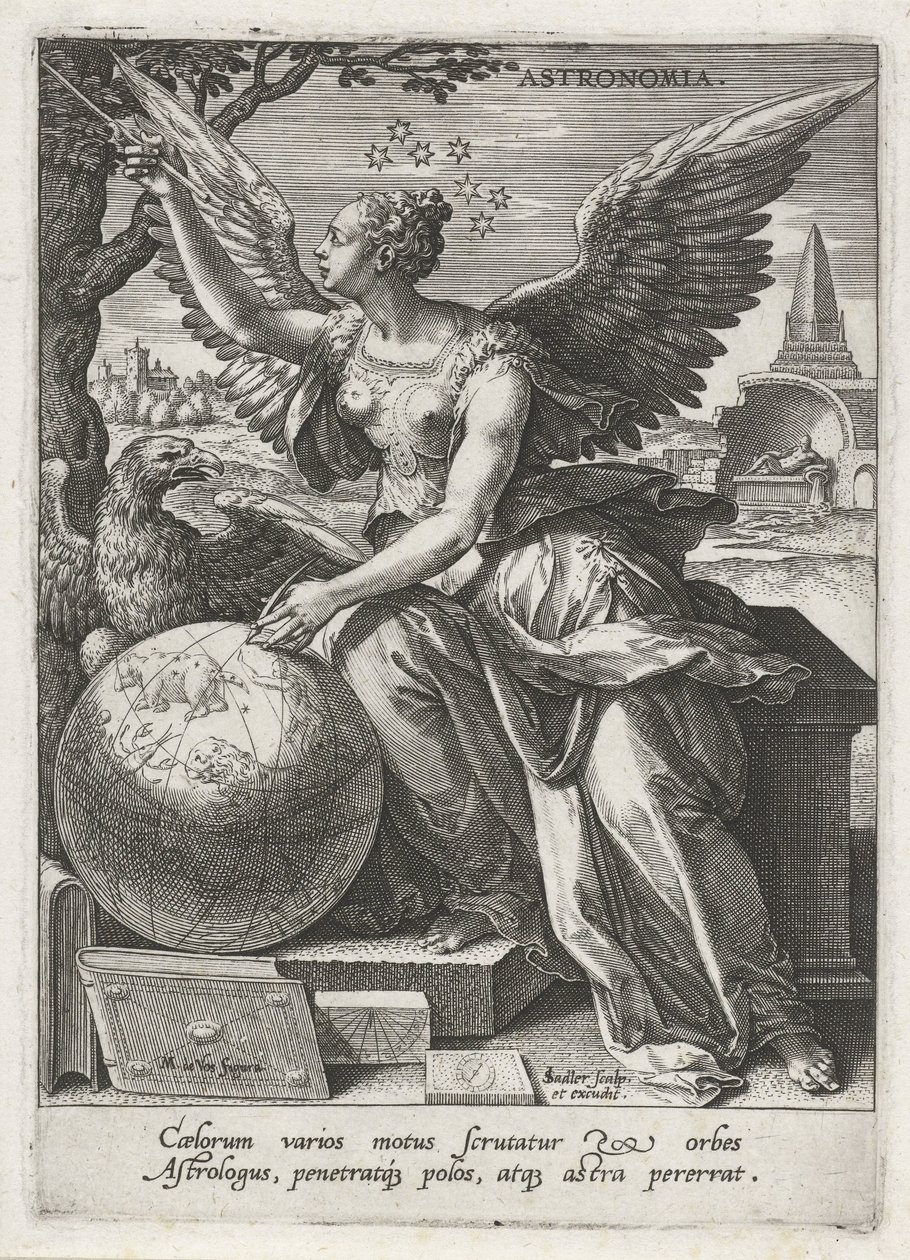 Astronomie Astronomia (název na objektu) Sedm svobodných umění (artes liberales) (název série) od Johann Sadeler (I)