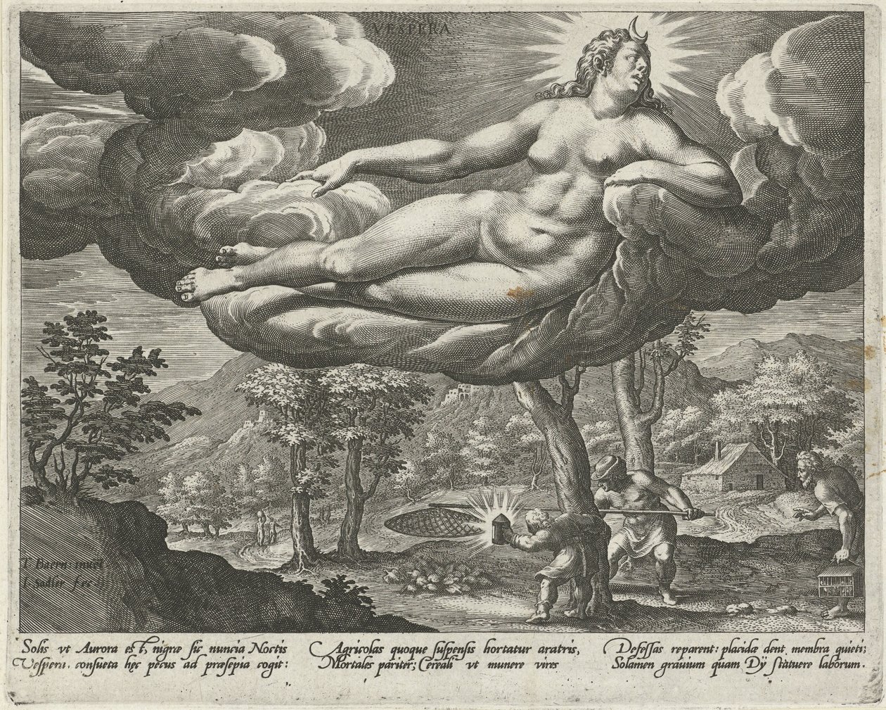 Večer Vespera (název na objektu) Čtyři části dne (název série) od Johann Sadeler (I)