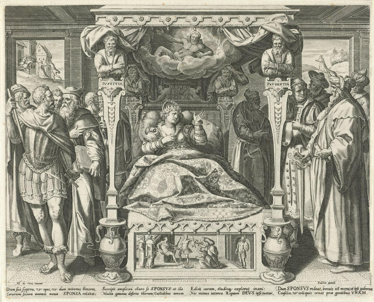 Bed met de bruid van Christus Hooglied van Solomon (název série) Song of Songs (název série) od Johann Sadeler (I)