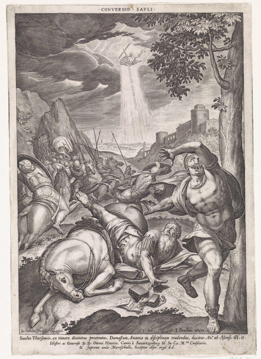 Bekering van Paulus Konverze Savli (název na objektu) od Johann Sadeler (I)