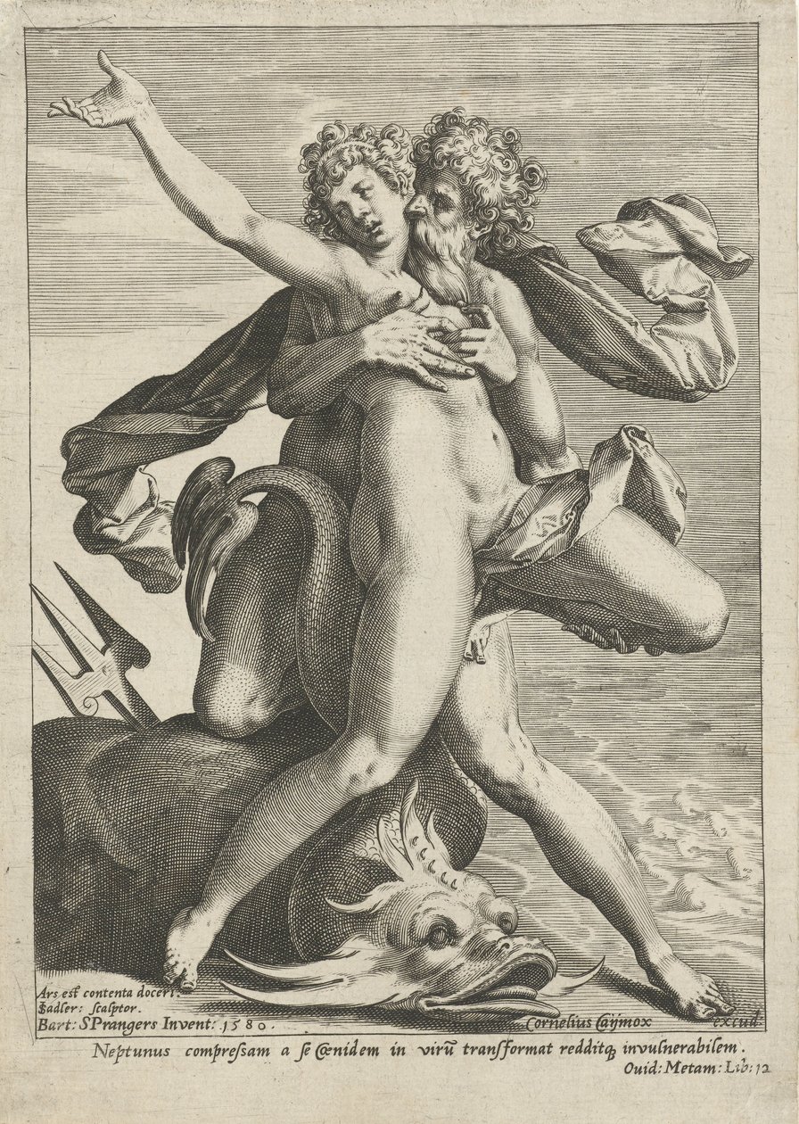 Caenis v objetí Neptunem od Johann Sadeler (I)