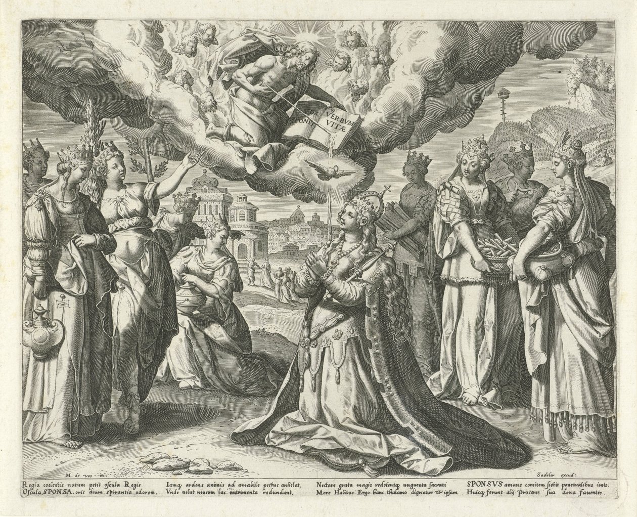 Kristus dává svou krev své nevěstě Song of Solomon (název série) Canticum Canticorum (název série) od Johann Sadeler (I)
