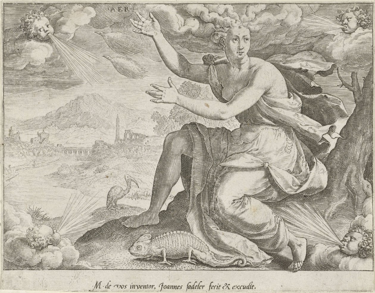 Nebe Aer (název na objektu) The Four Elements (název série) od Johann Sadeler (I)