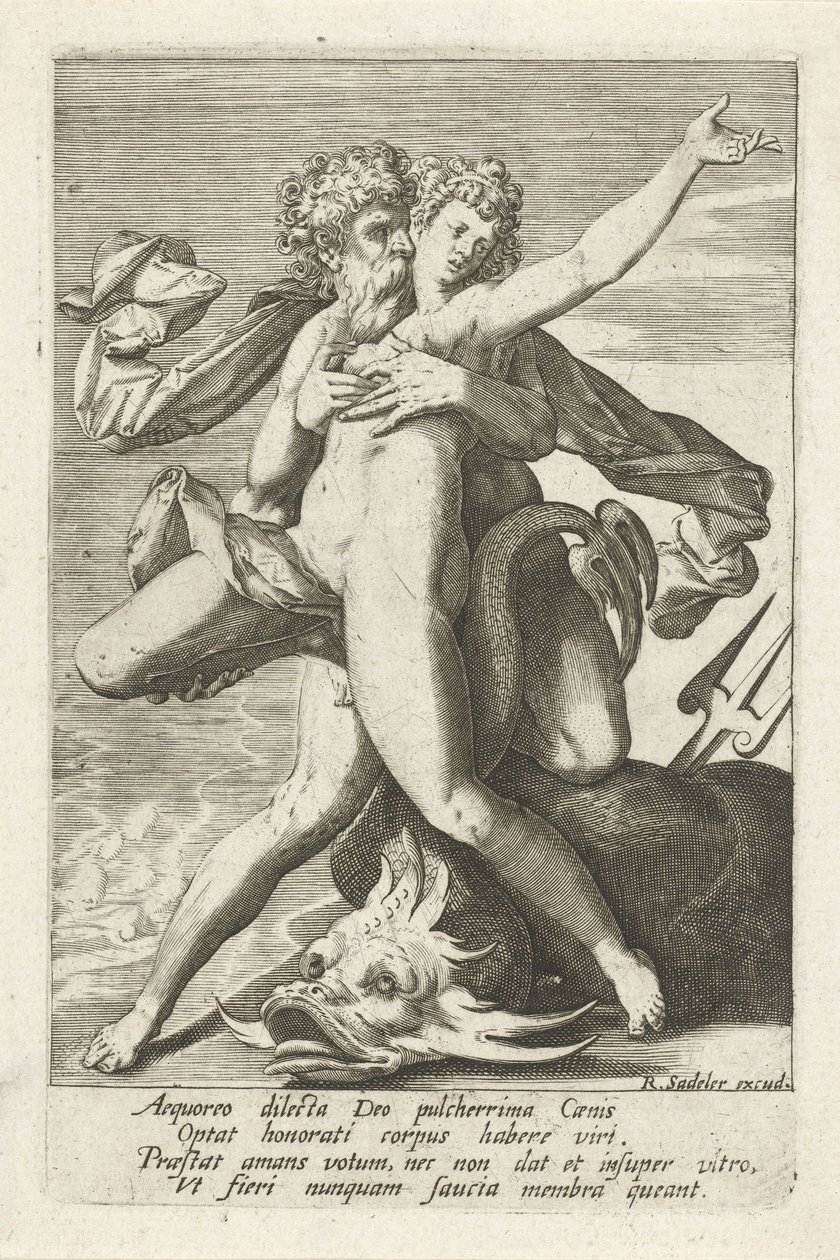 Neptun překvapí Caenis od Johann Sadeler (I)