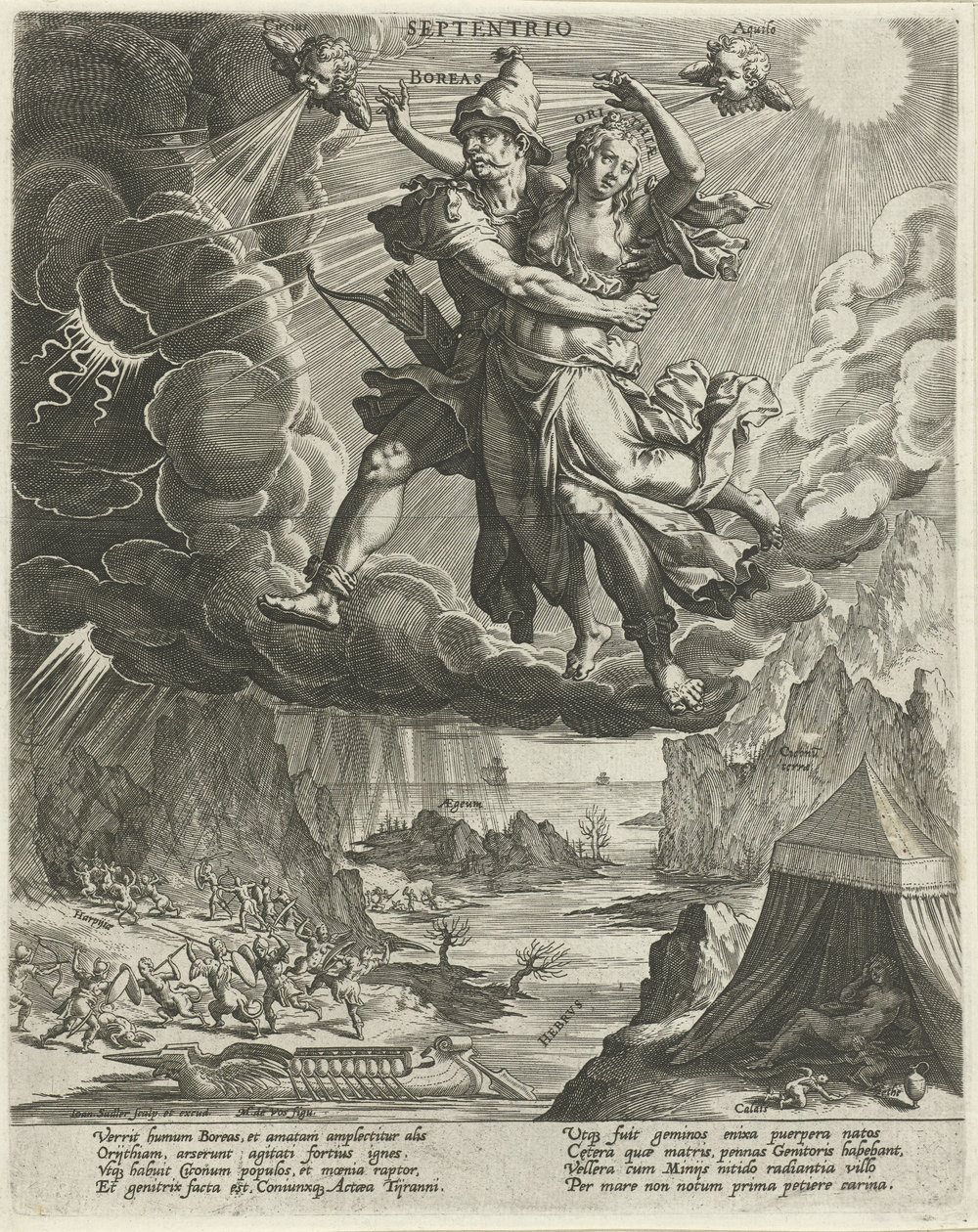 Severní vítr Septentrio (název na objektu) The Four Winds (název série) od Johann Sadeler (I)
